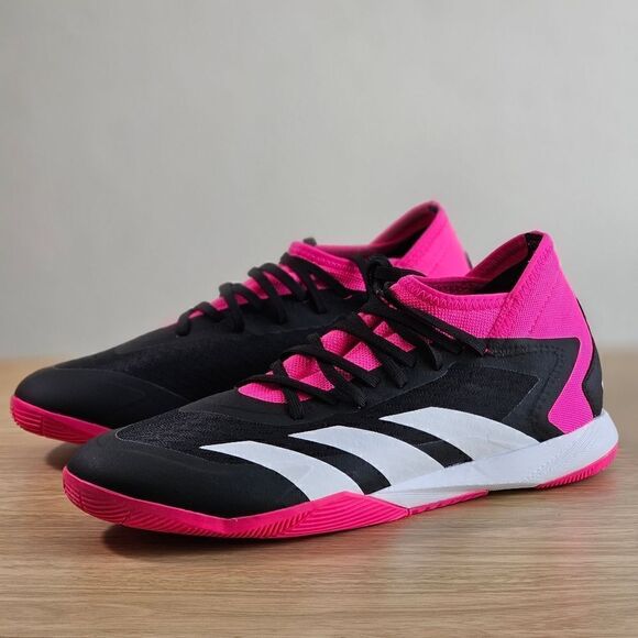 Adidas Predator Accuracy .3 Indoor Soccer Sala Shoes 9 Black Pink White GW7069 - Picture 2 of 12